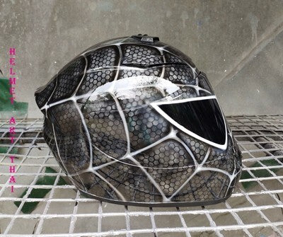 CASQUE DE MOTO NOIR SPIDER MAN CUSTOM AIRBRUSHED