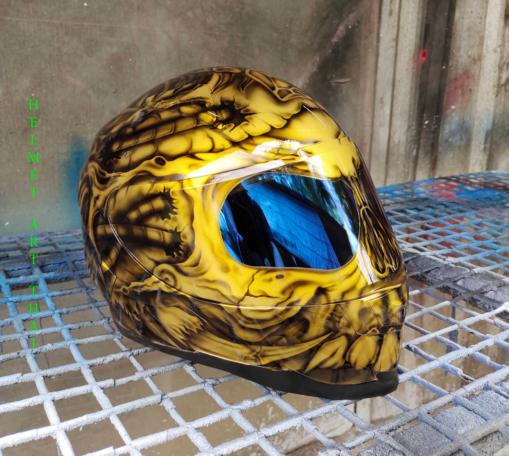 Gold Custom Airbrush Motorradhelm ✨🏺
