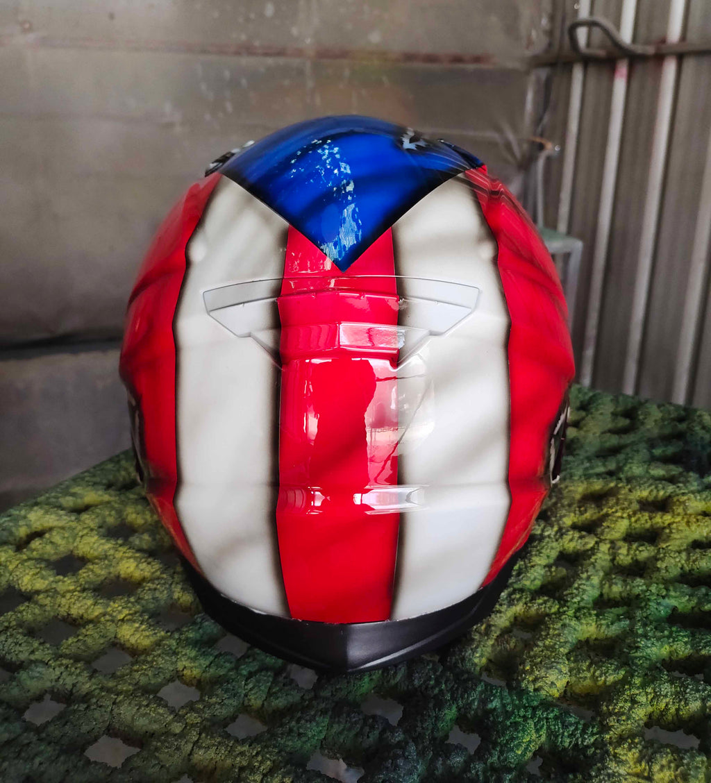 Puerto Rico Flag Skull Custom Motorcycle Helmet 🇵🇷💀🔥