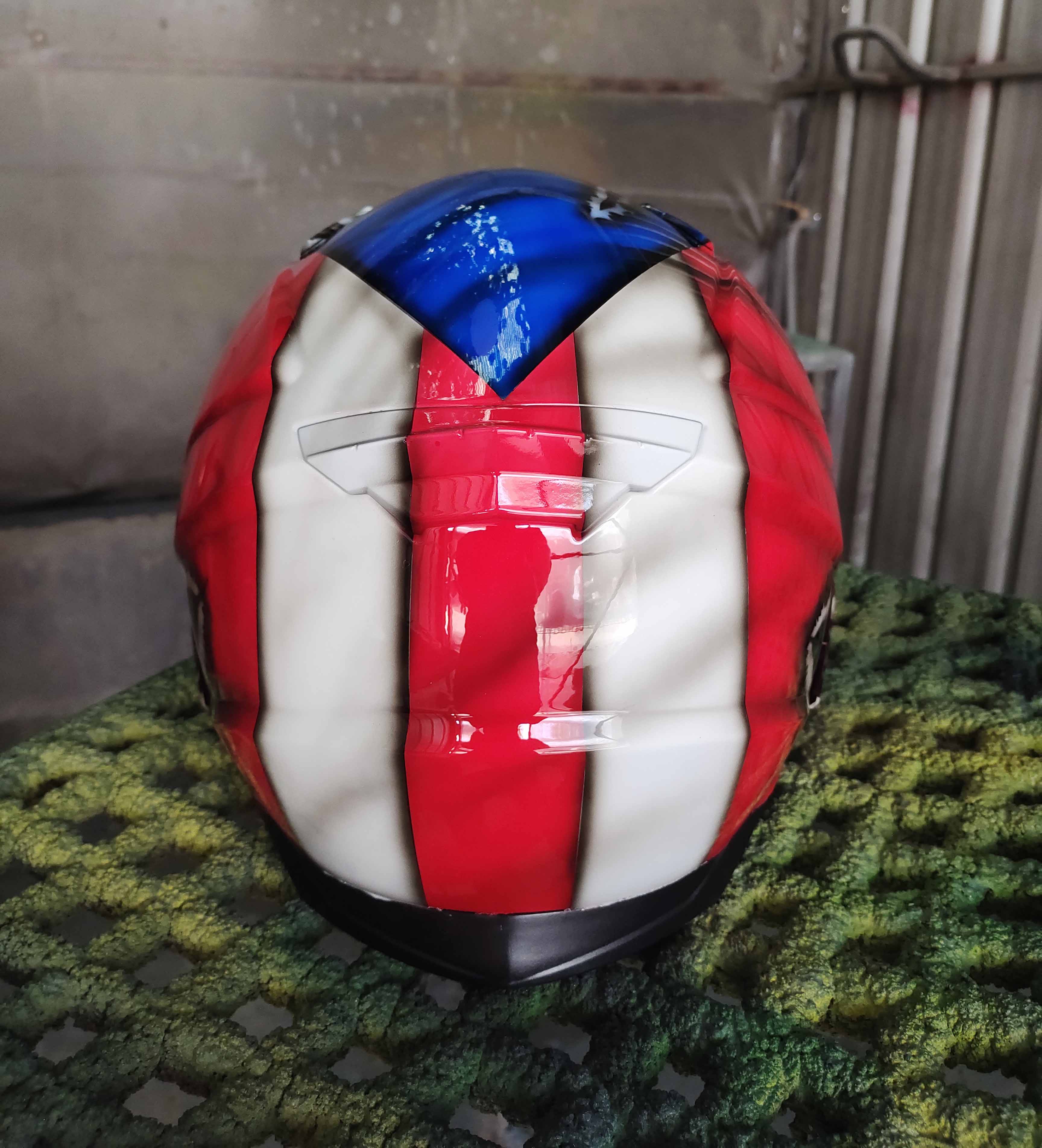 Puerto Rico Flag Skull Custom Motorcycle Helmet 🇵🇷💀🔥