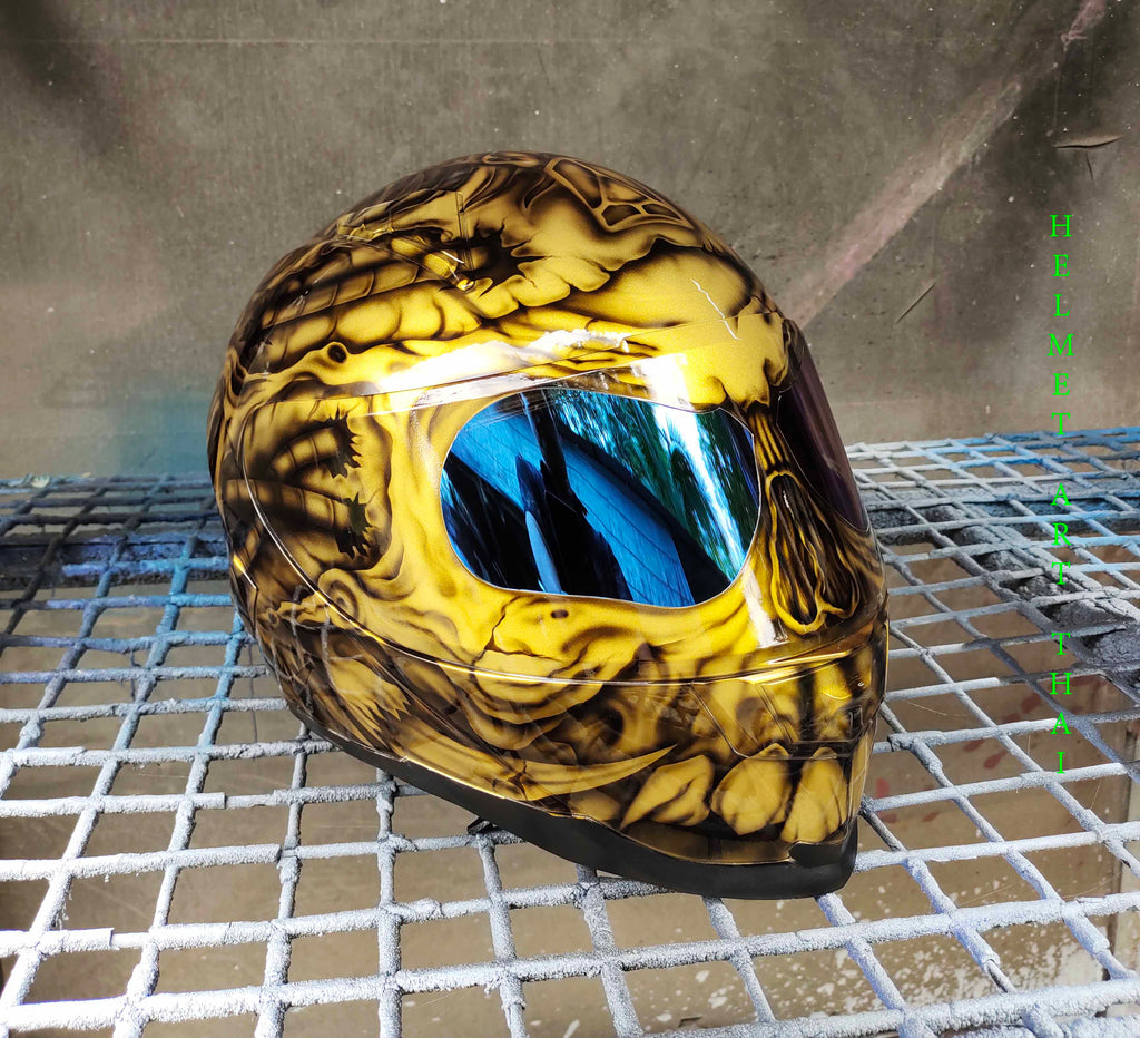 Gold Custom Airbrush Motorradhelm ✨🏺