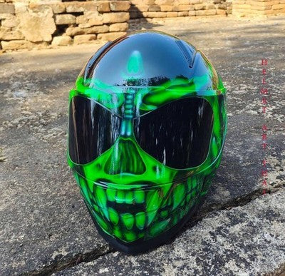 CASQUE MOTO GREEN CUSTOM AIRBRUSHED