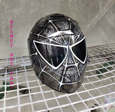 CASQUE DE MOTO NOIR SPIDER MAN CUSTOM AIRBRUSHED