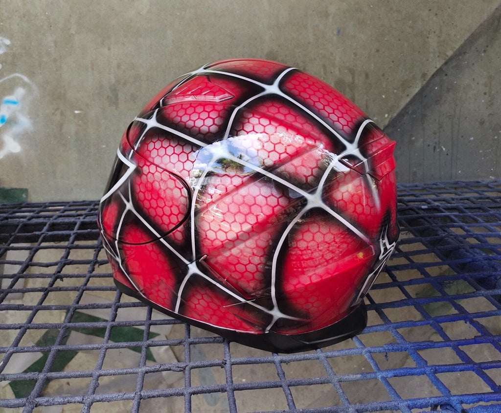 SPIDER MAN CUSTOM AIRBRUSHED MOTORCYCLE HELMET