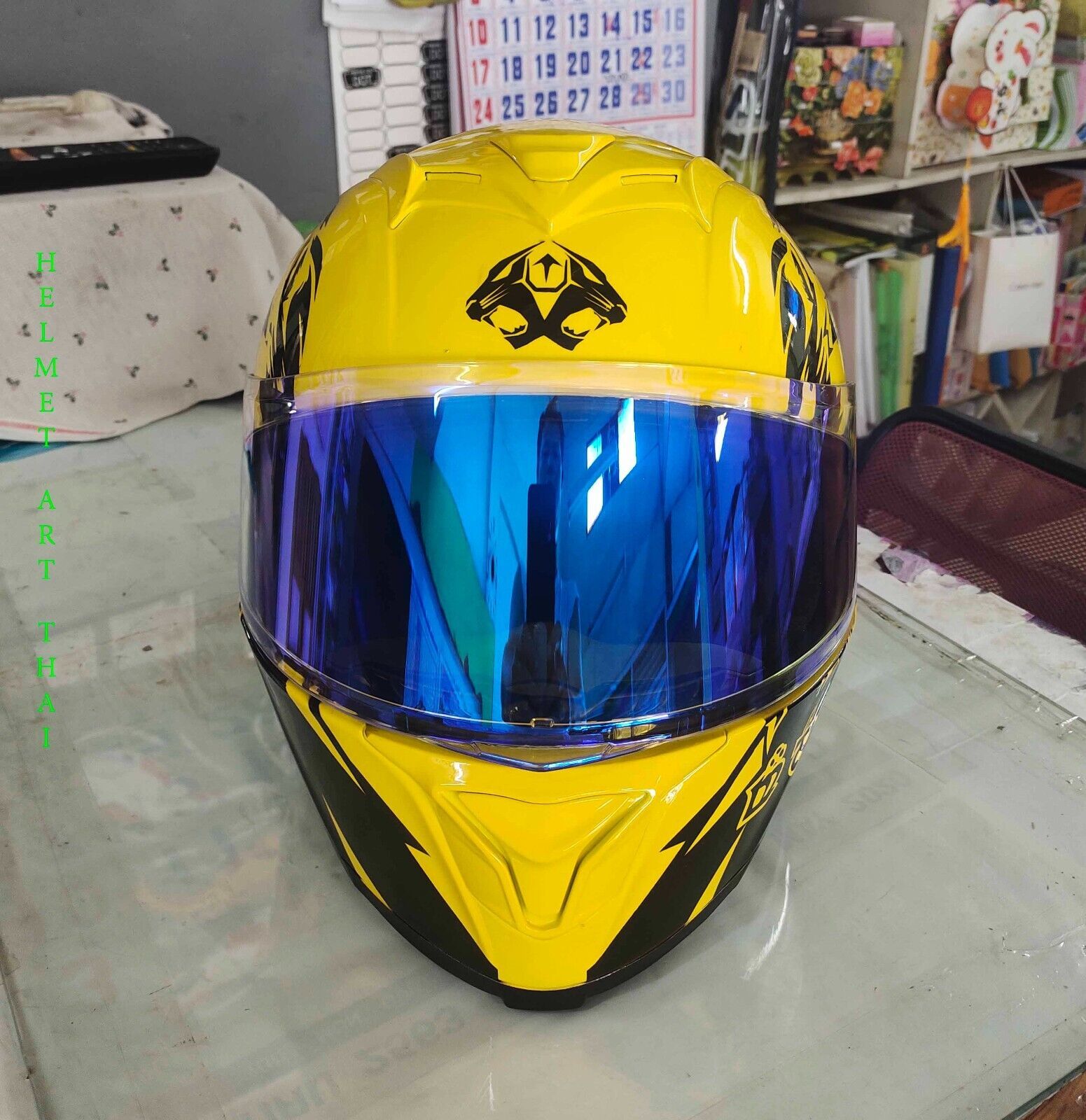 PANTHER Custom Airbrushed  Motorcycle Helmet