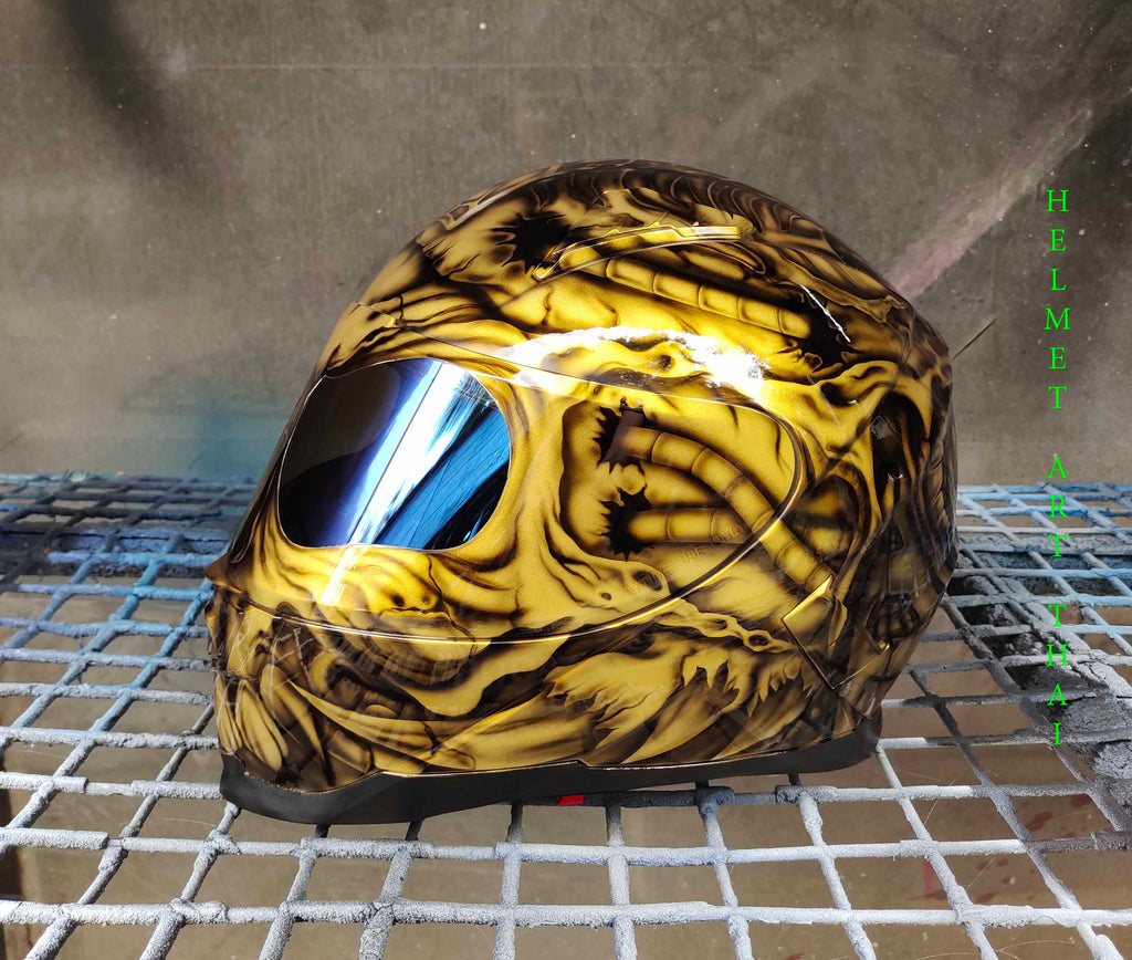 Gold Custom Airbrush Motorradhelm ✨🏺