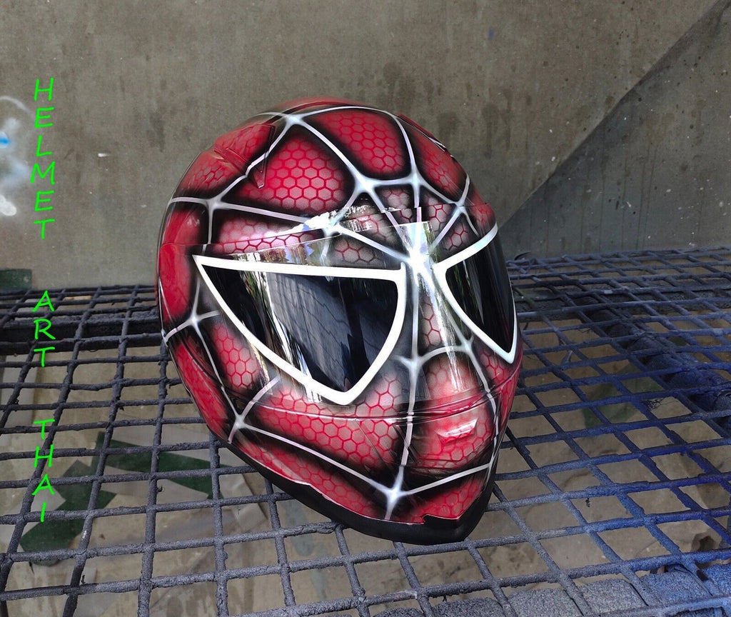 SPIDER MAN CUSTOM AIRBRUSHED MOTORCYCLE HELMET