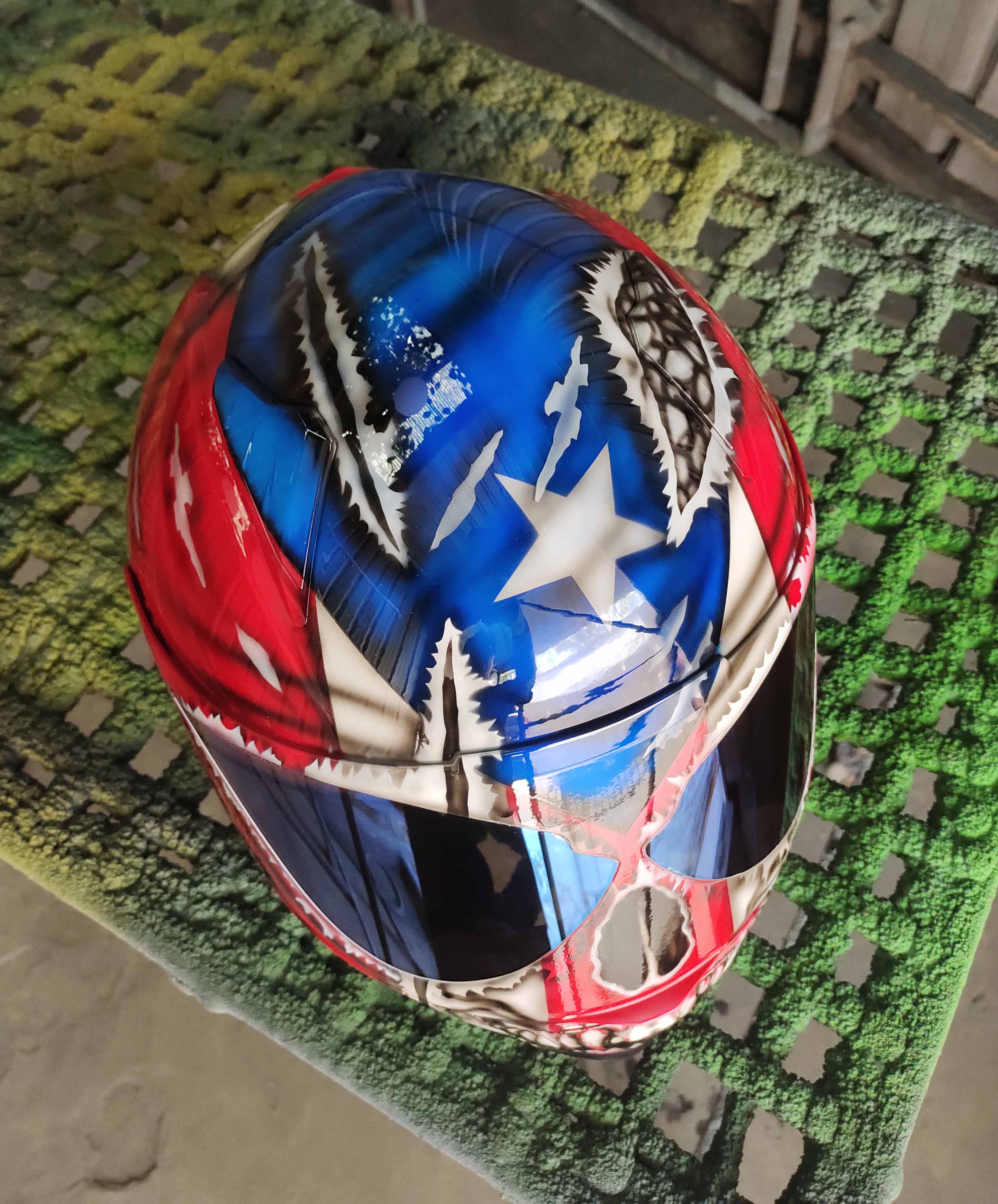 Puerto Rico Flag Skull Custom Motorcycle Helmet 🇵🇷💀🔥