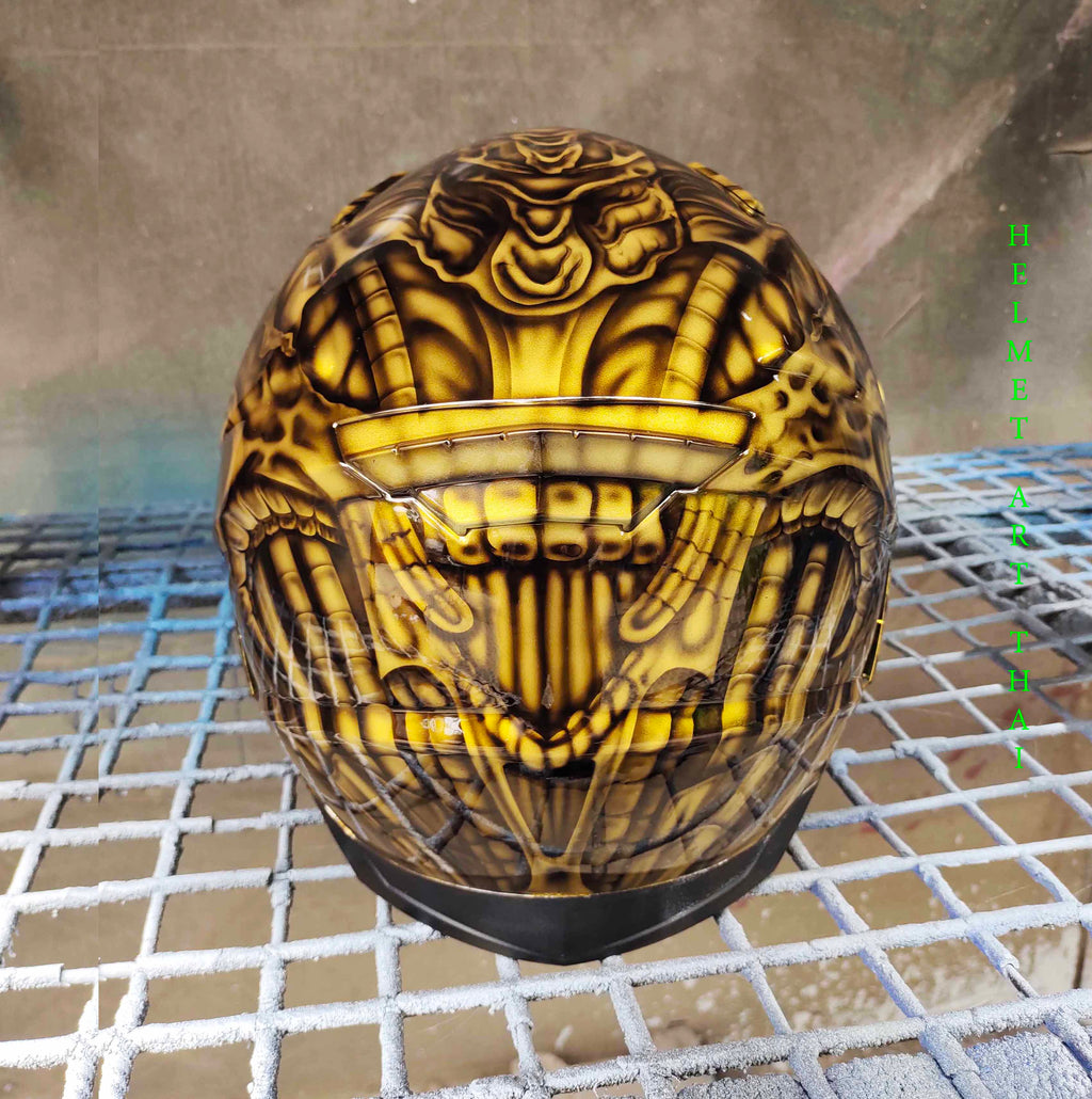 Gold Custom Airbrush Motorradhelm ✨🏺