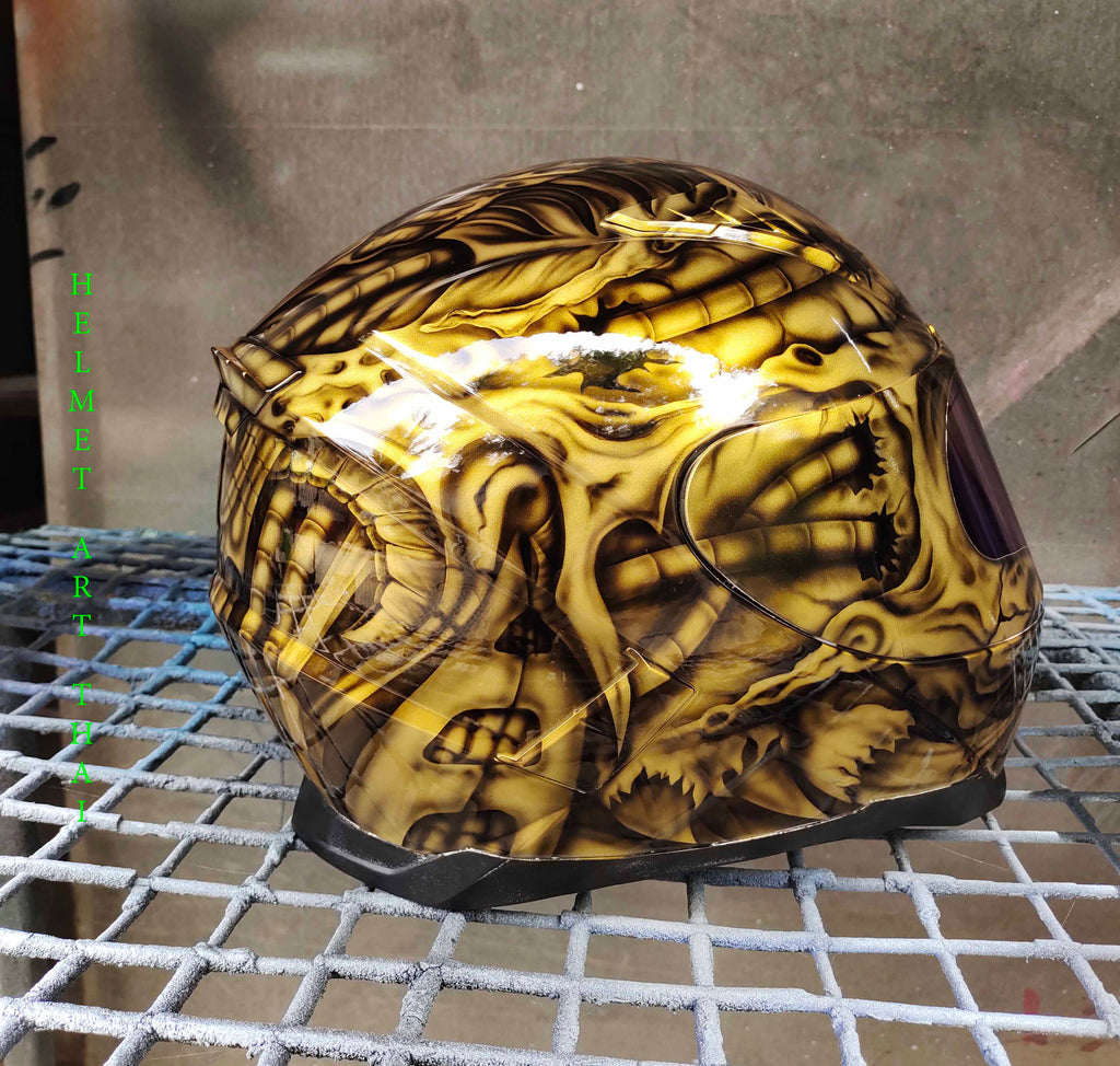 Gold Custom Airbrush Motorradhelm ✨🏺