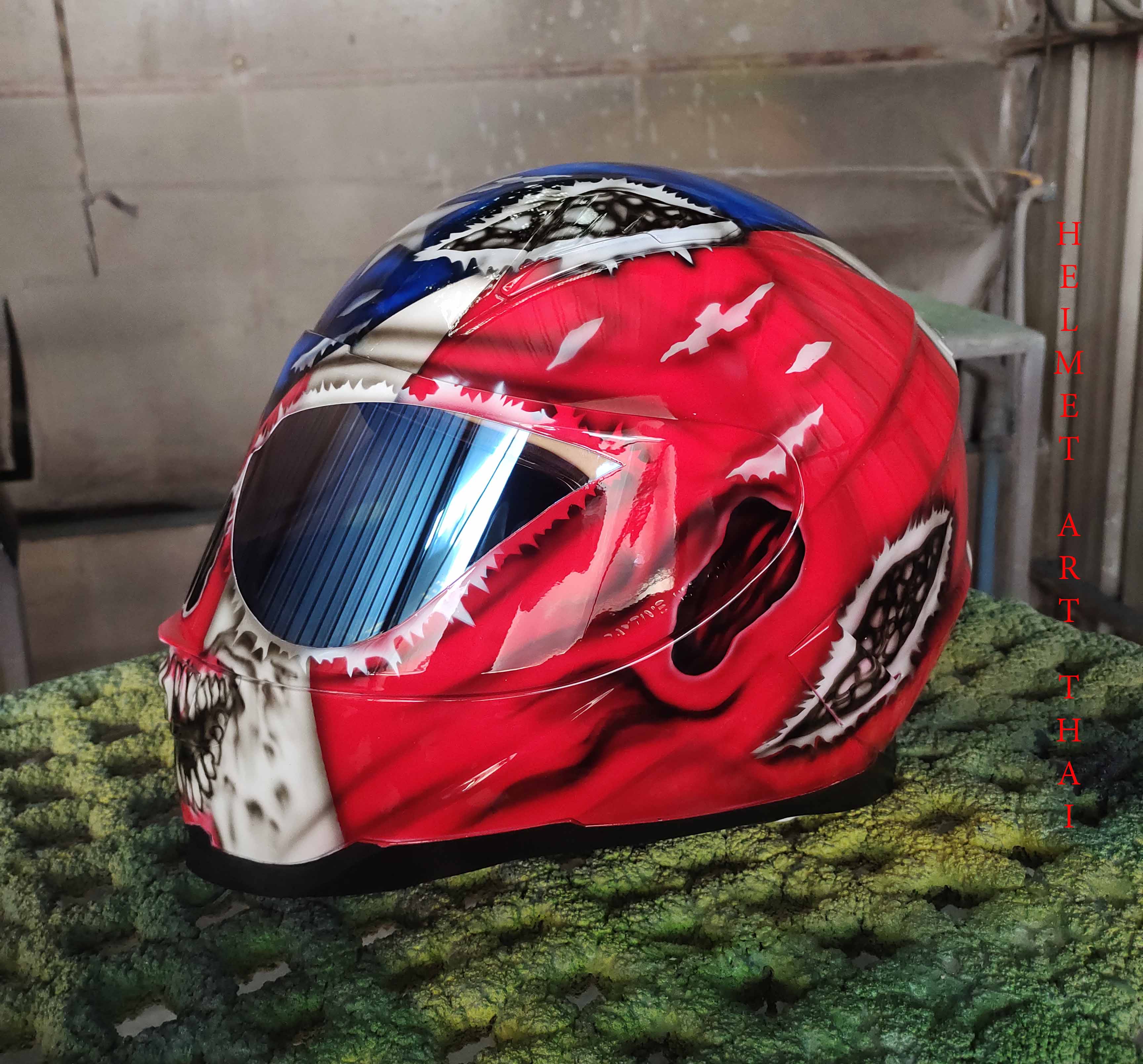 Puerto Rico Flag Skull Custom Motorcycle Helmet 🇵🇷💀🔥