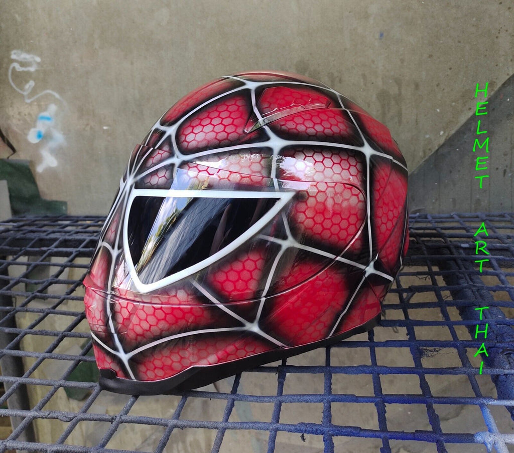 SPIDER MAN CUSTOM AIRBRUSHED MOTORCYCLE HELMET