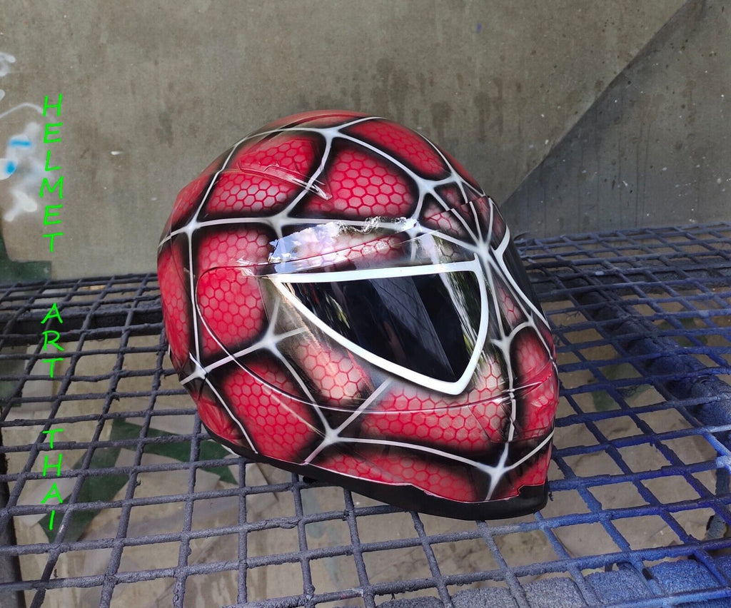 SPIDER MAN CUSTOM AIRBRUSHED MOTORCYCLE HELMET