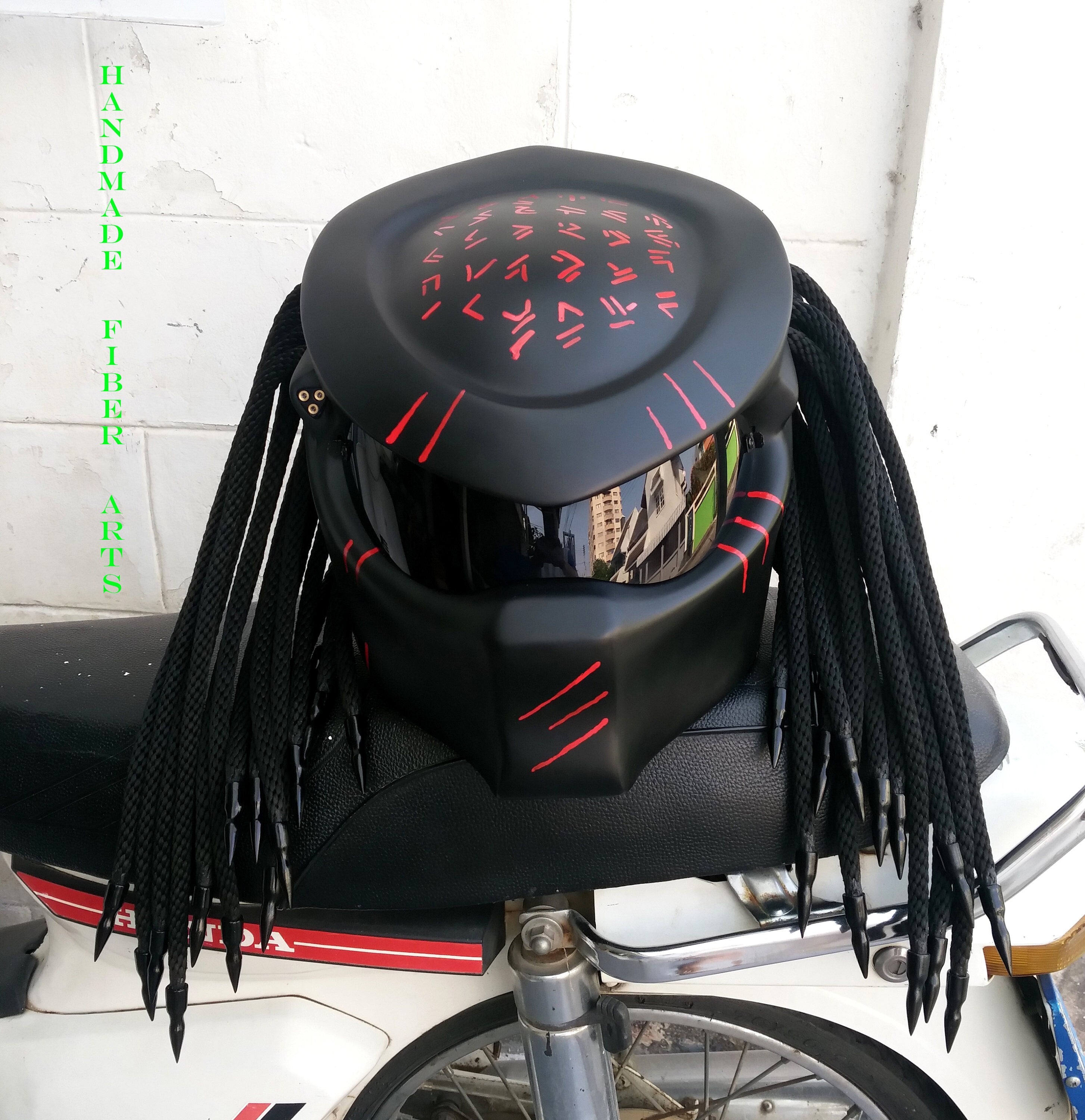 Black Custom Predator Full Face Motorcycle Helmet
