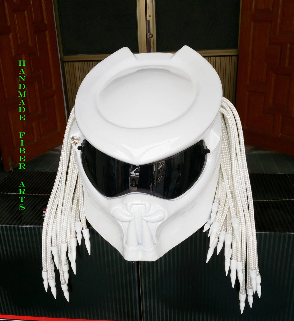 White Predator Motorcycle Helmet 👾✨