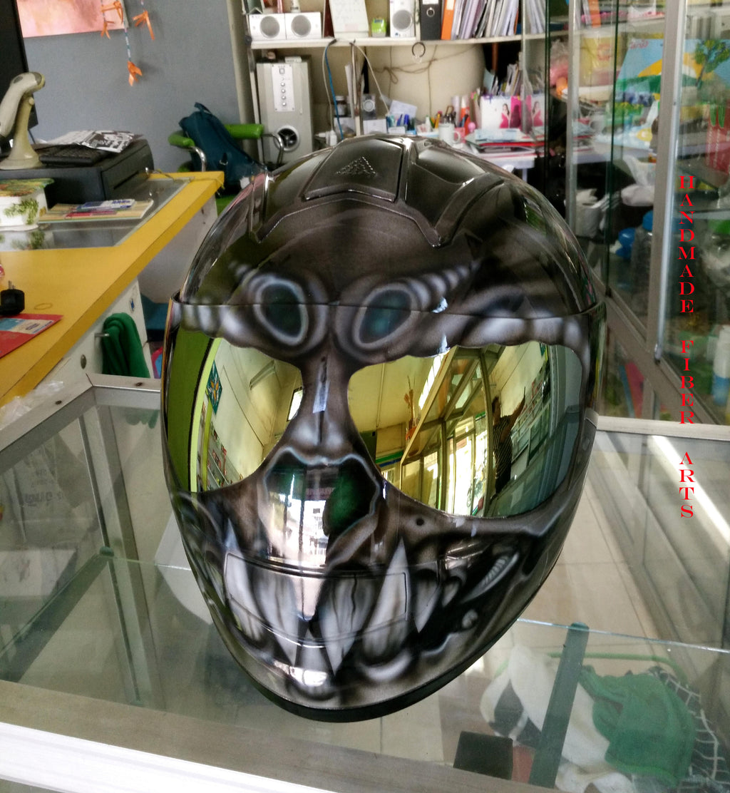 Custom airbrush painted motorcycle helmet