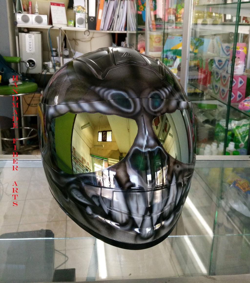 Custom airbrush painted motorcycle helmet