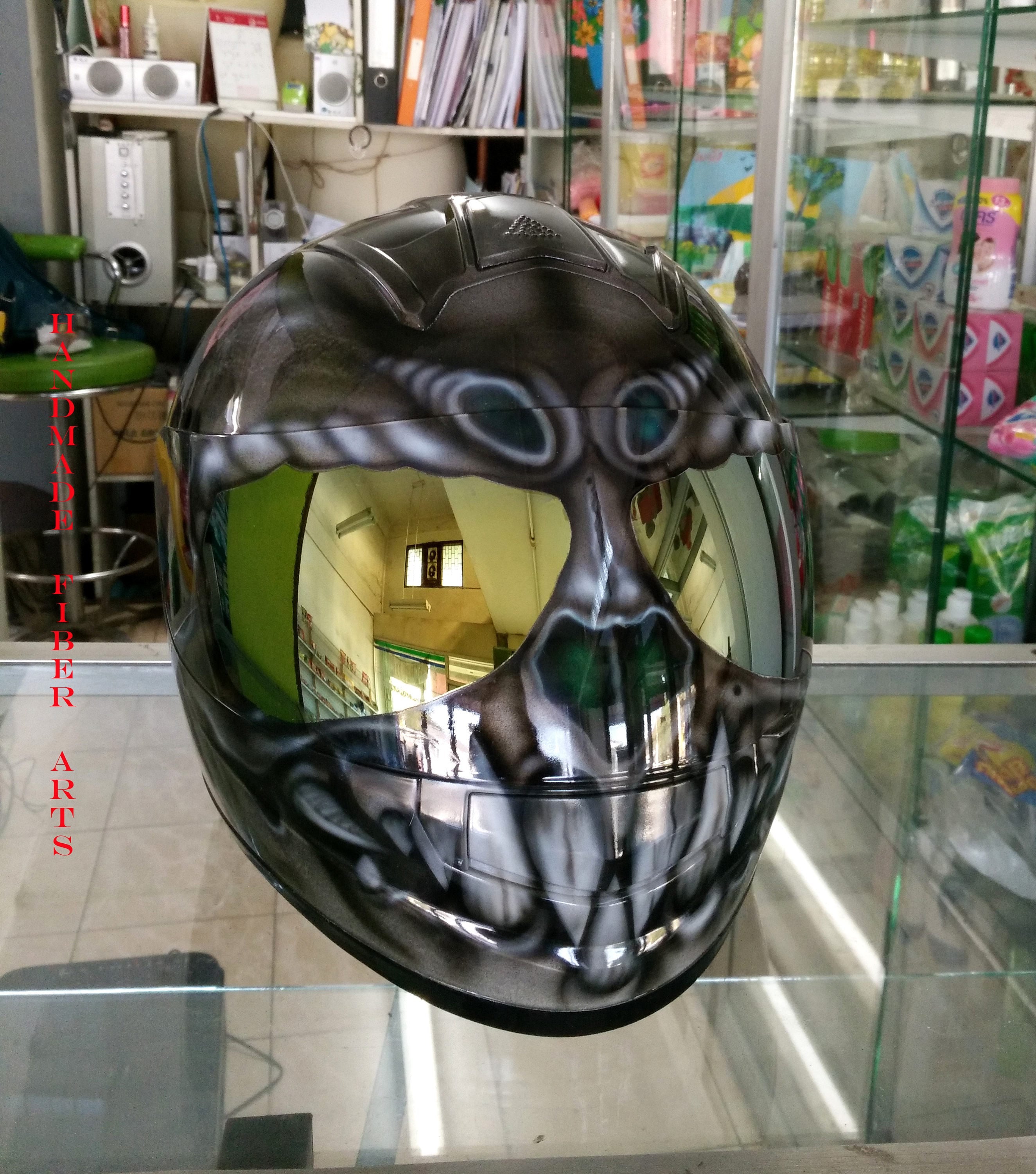 Custom airbrush painted motorcycle helmet
