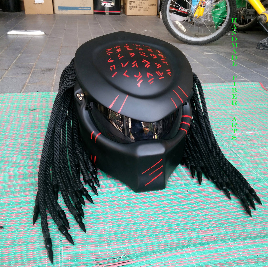 Black Custom Predator Full Face Motorcycle Helmet