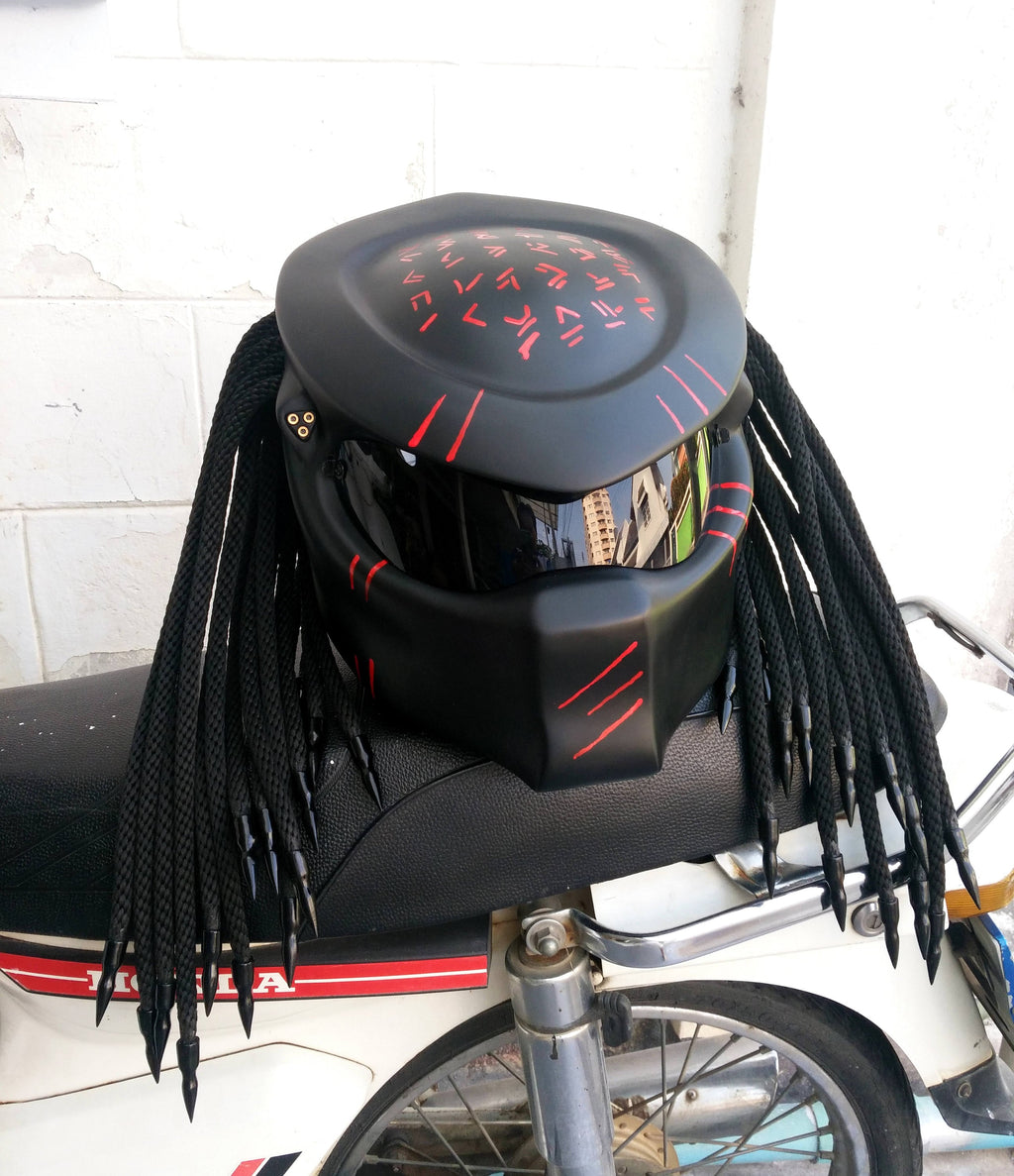 Black Custom Predator Full Face Motorcycle Helmet