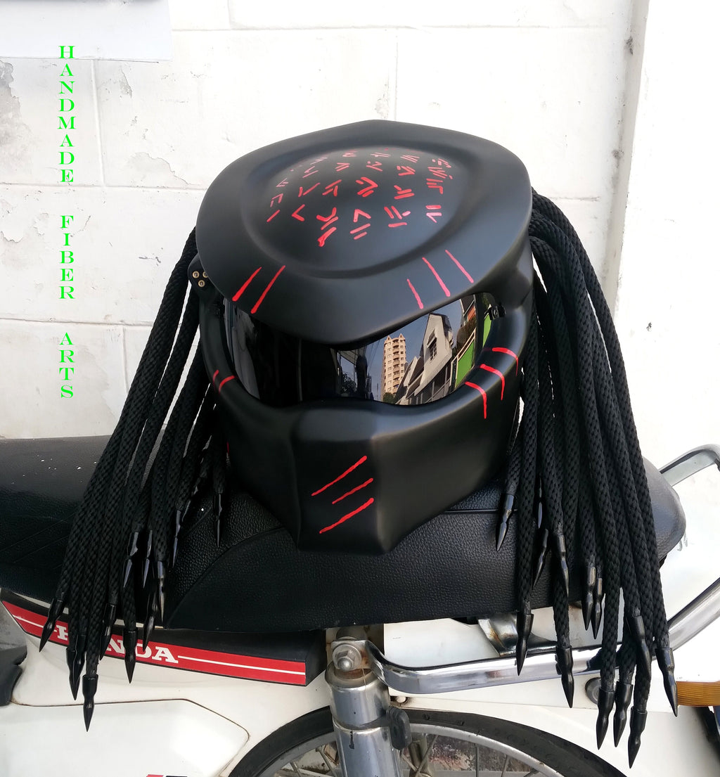 Black Custom Predator Full Face Motorcycle Helmet