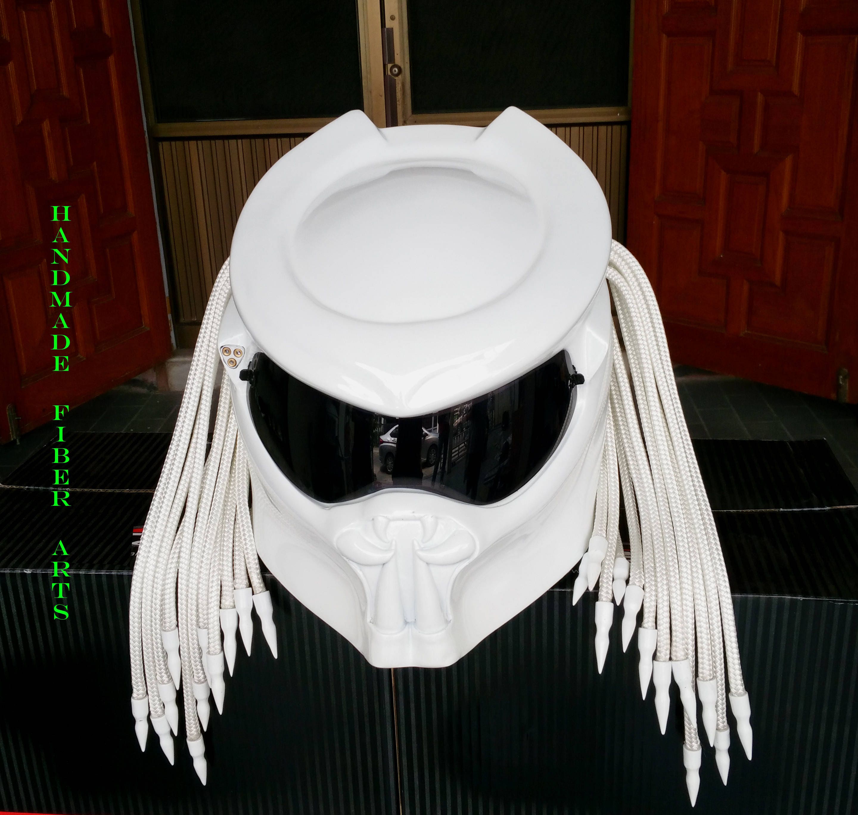 White Predator Motorcycle Helmet 👾✨