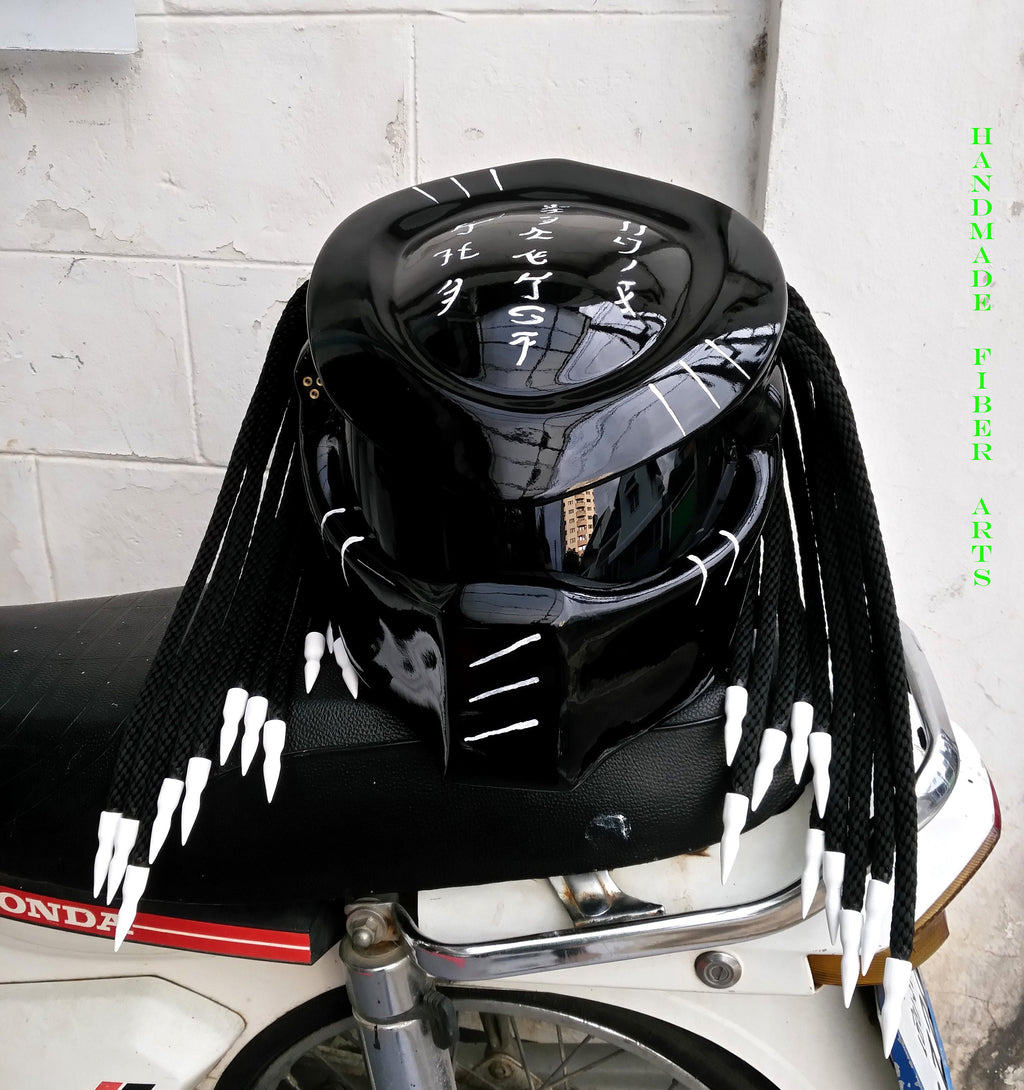 Black Custom Predator motorcycle Helmet