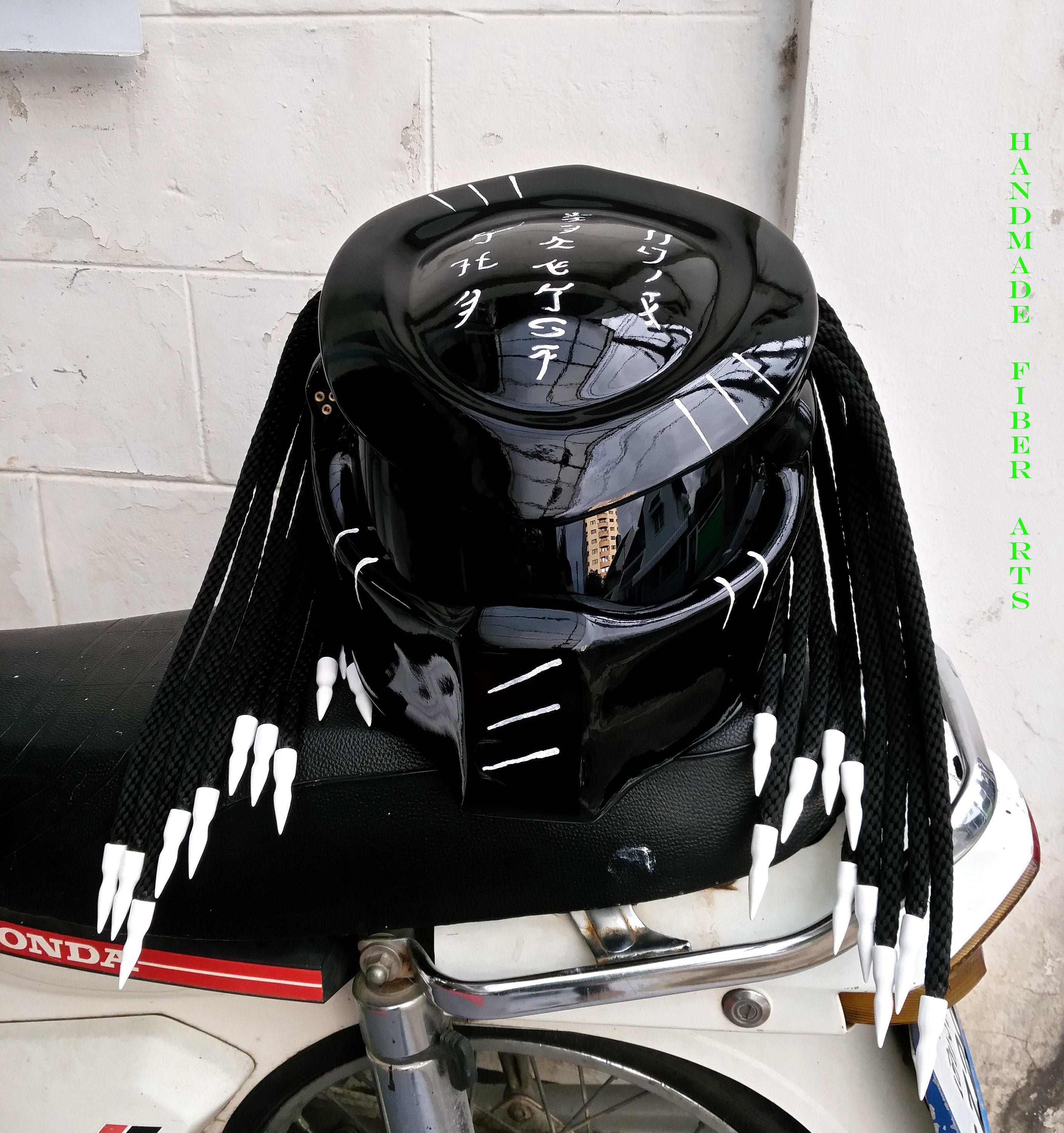 Black Custom Predator motorcycle Helmet