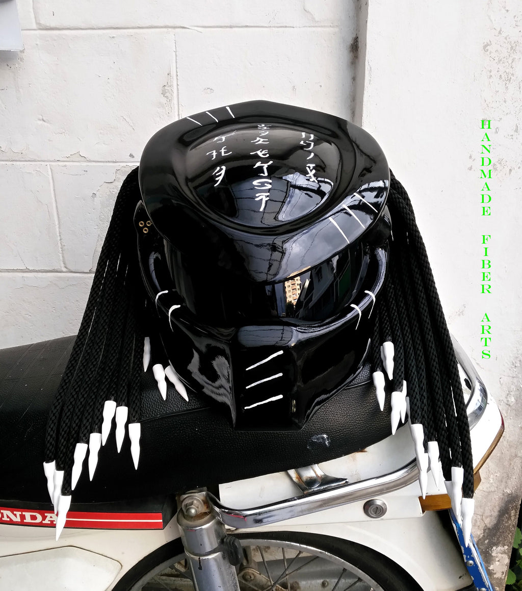 Black Custom Predator motorcycle Helmet