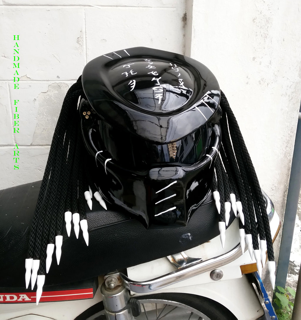 Black Custom Predator motorcycle Helmet