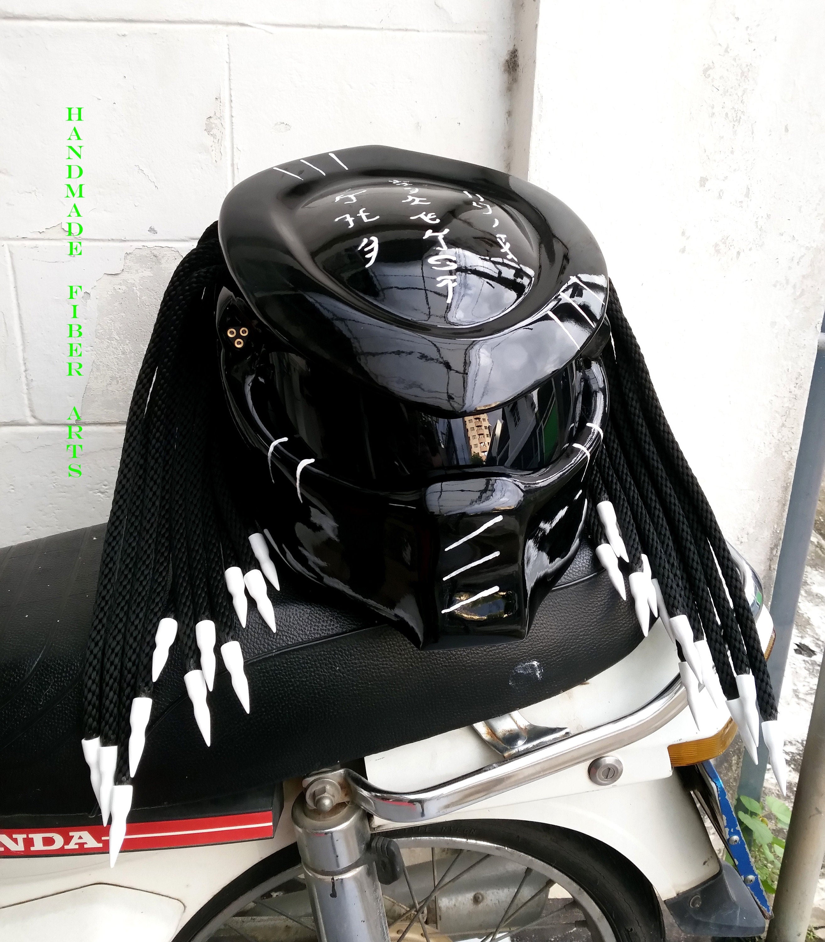 Black Custom Predator motorcycle Helmet