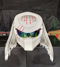 White Predator Custom Motorcycle Helmet 👾✨