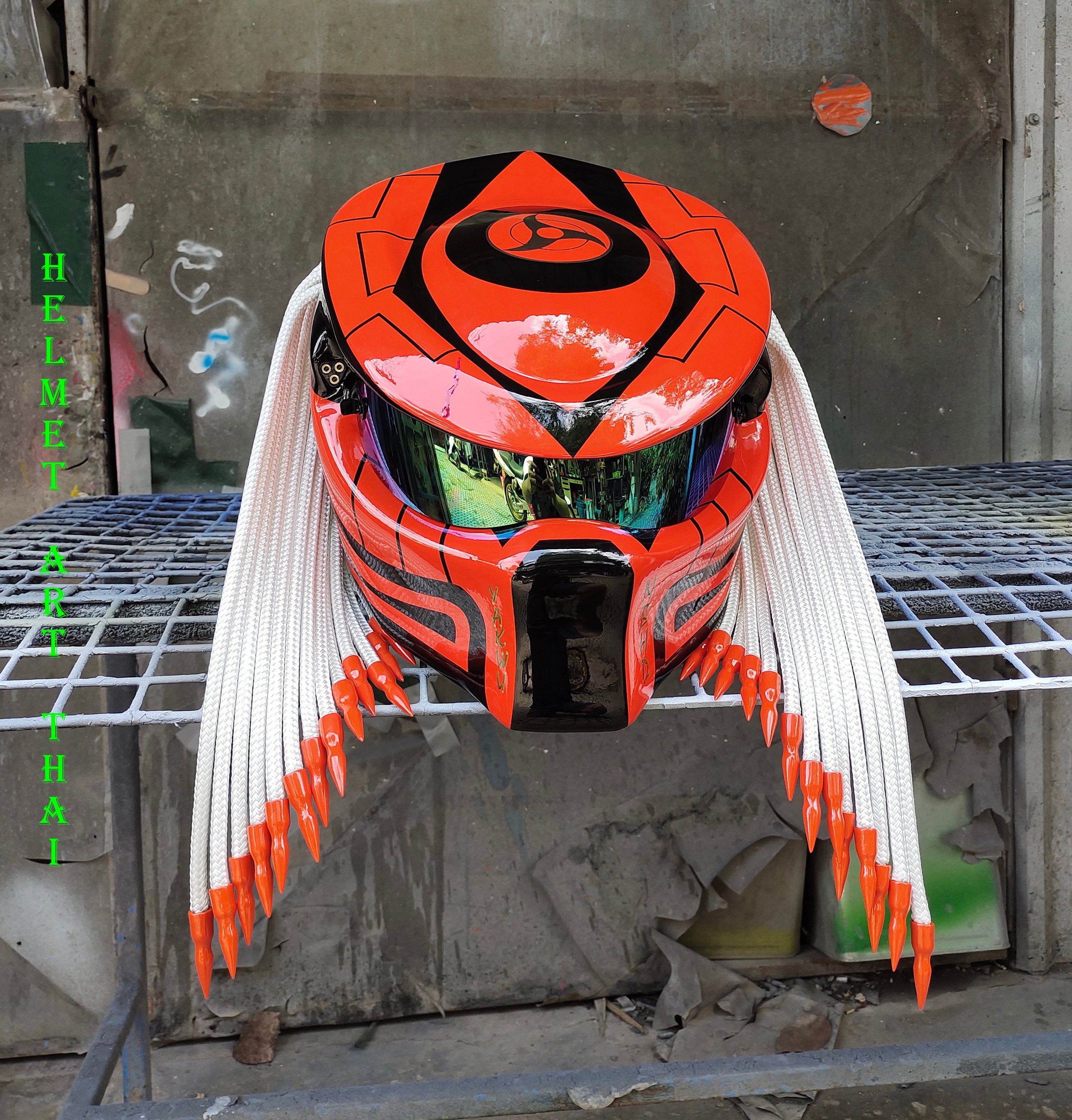 Orange Custom Motorcycle Helmet