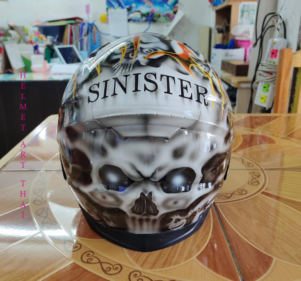 Sinister Custom Airbrushed Motorcycle Helmet 💀🔥