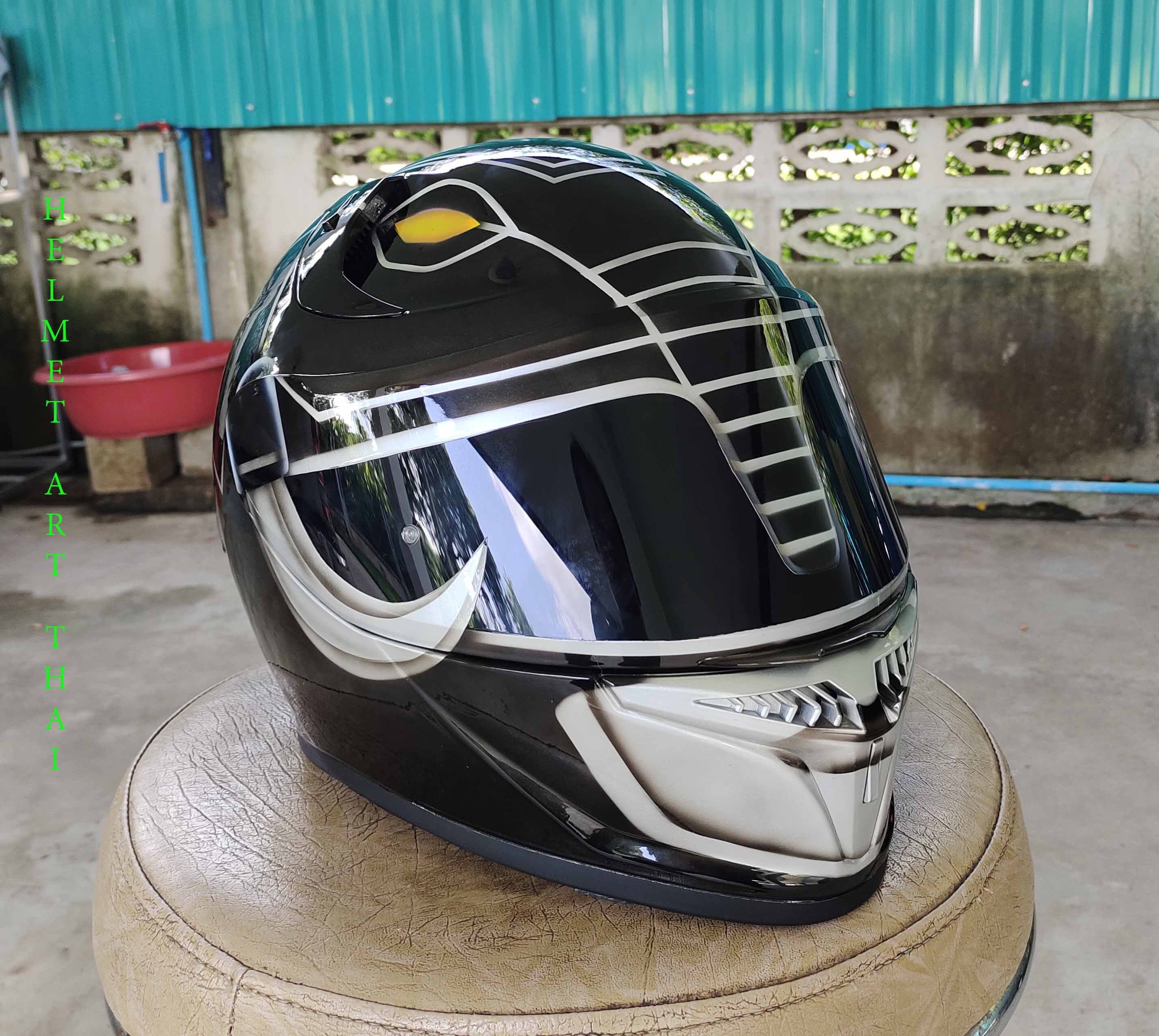 Black Power Ranger Custom Motorcycle Helmet ⚡🔖