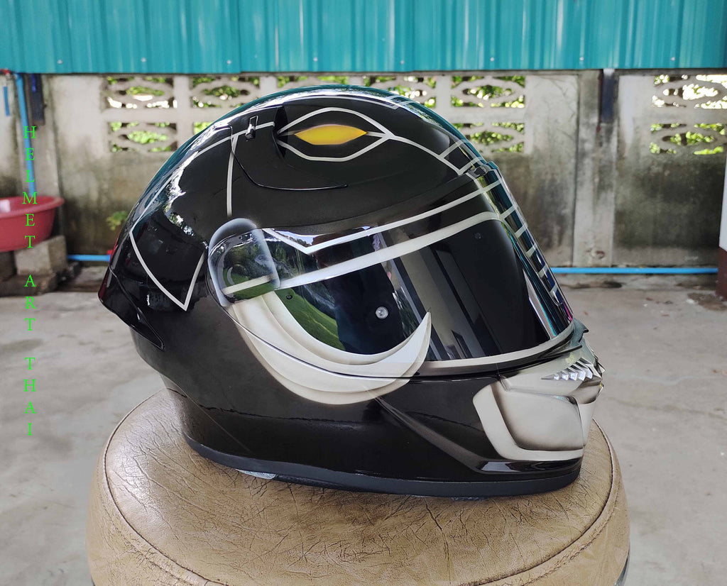 Black Power Ranger Custom Motorcycle Helmet ⚡🔖