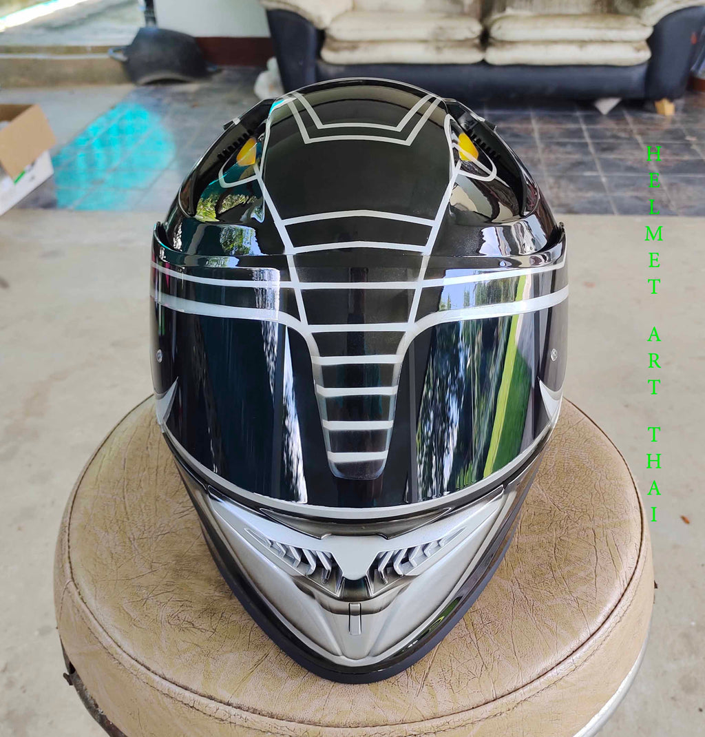 Black Power Ranger Custom Motorcycle Helmet ⚡🔖