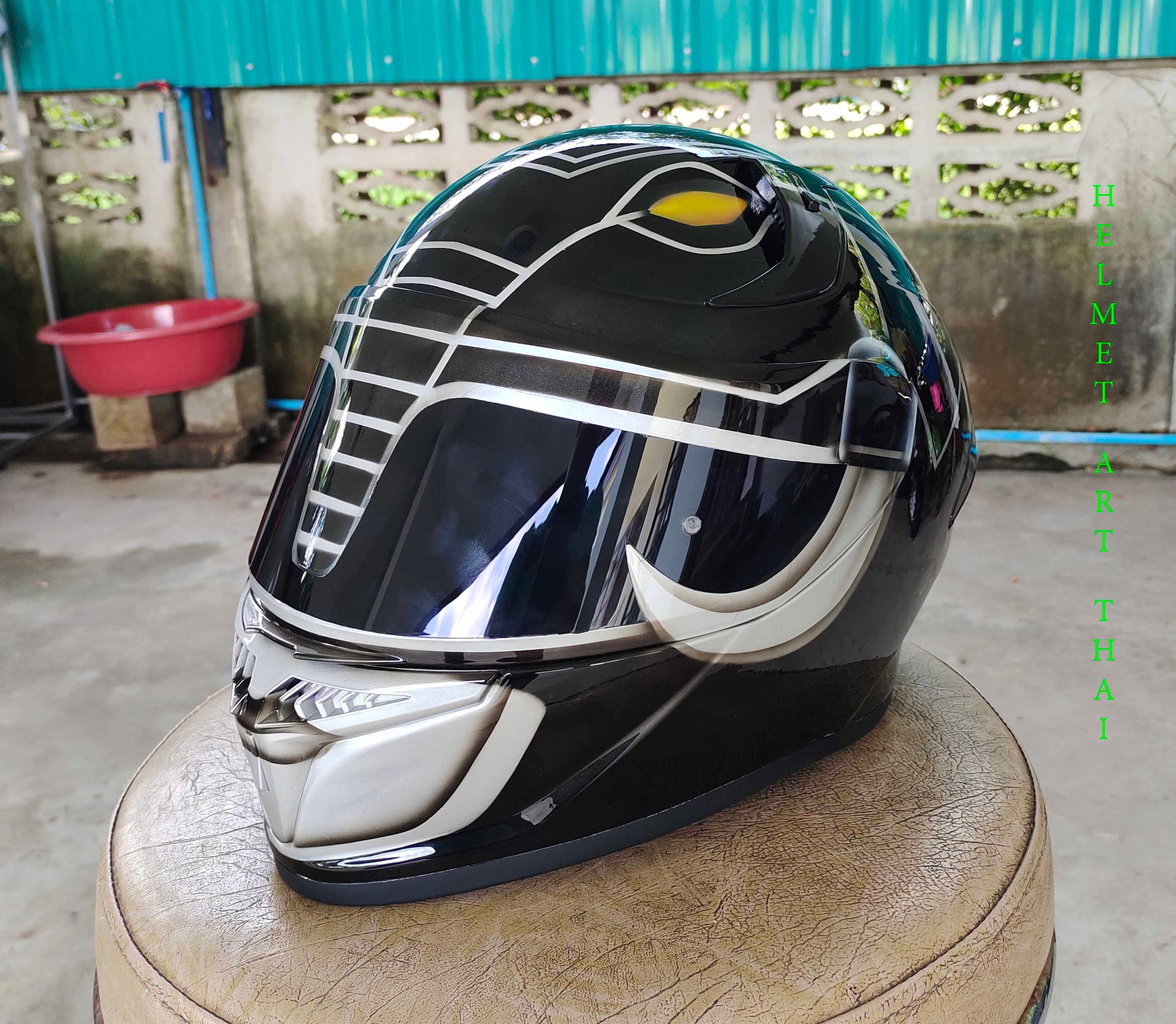Black Power Ranger Custom Motorcycle Helmet ⚡🔖