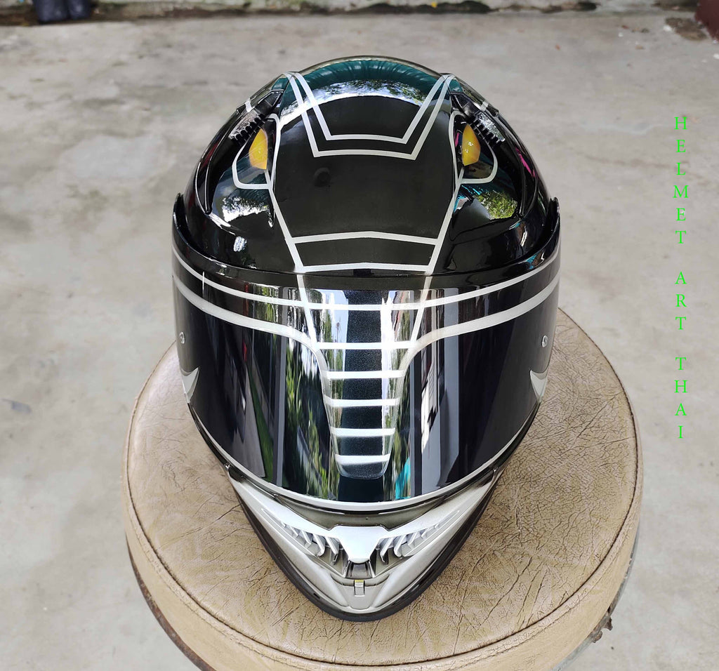 Black Power Ranger Custom Motorcycle Helmet ⚡🔖
