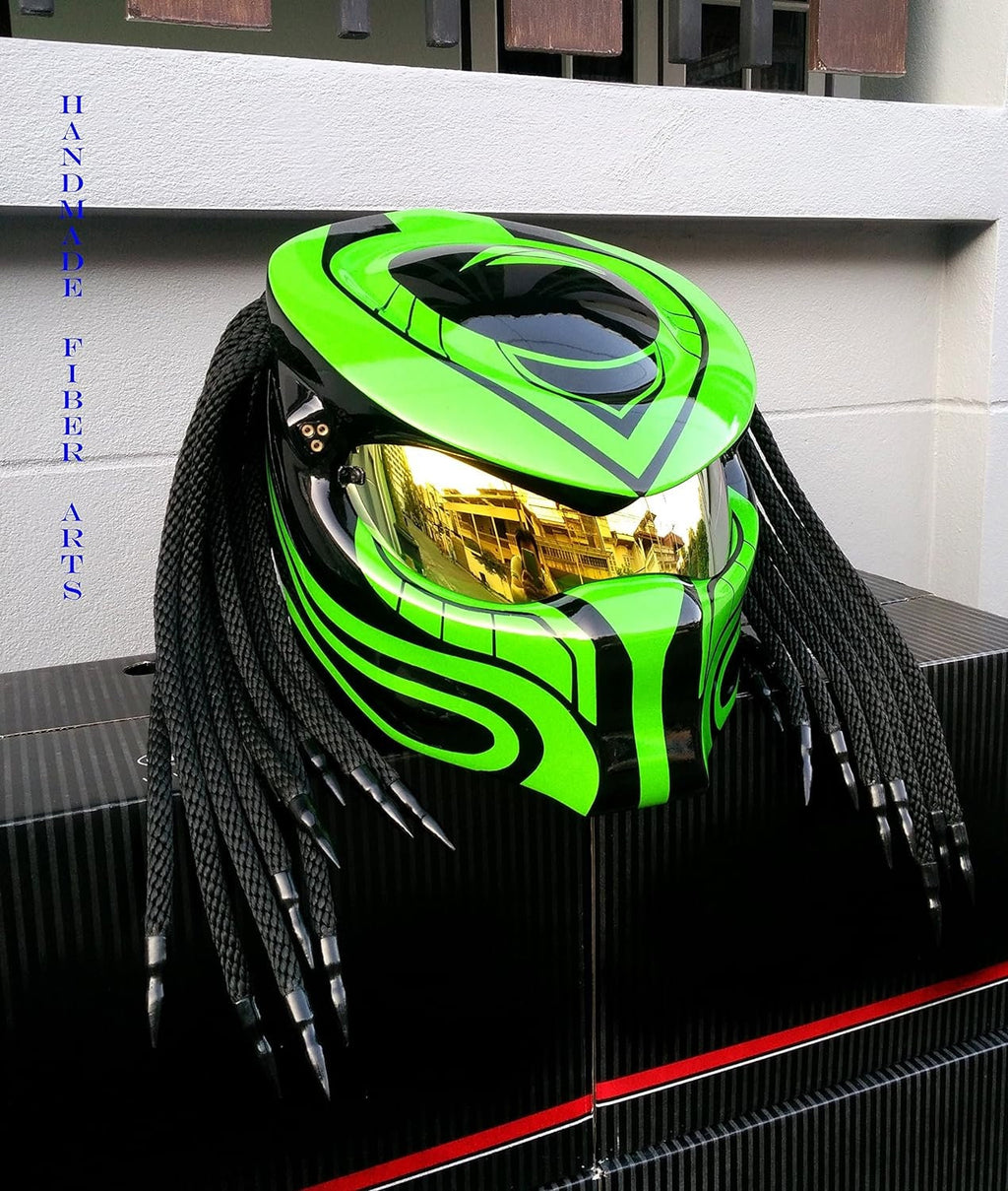 GREEN Custom Predator Motorcycle Helmet