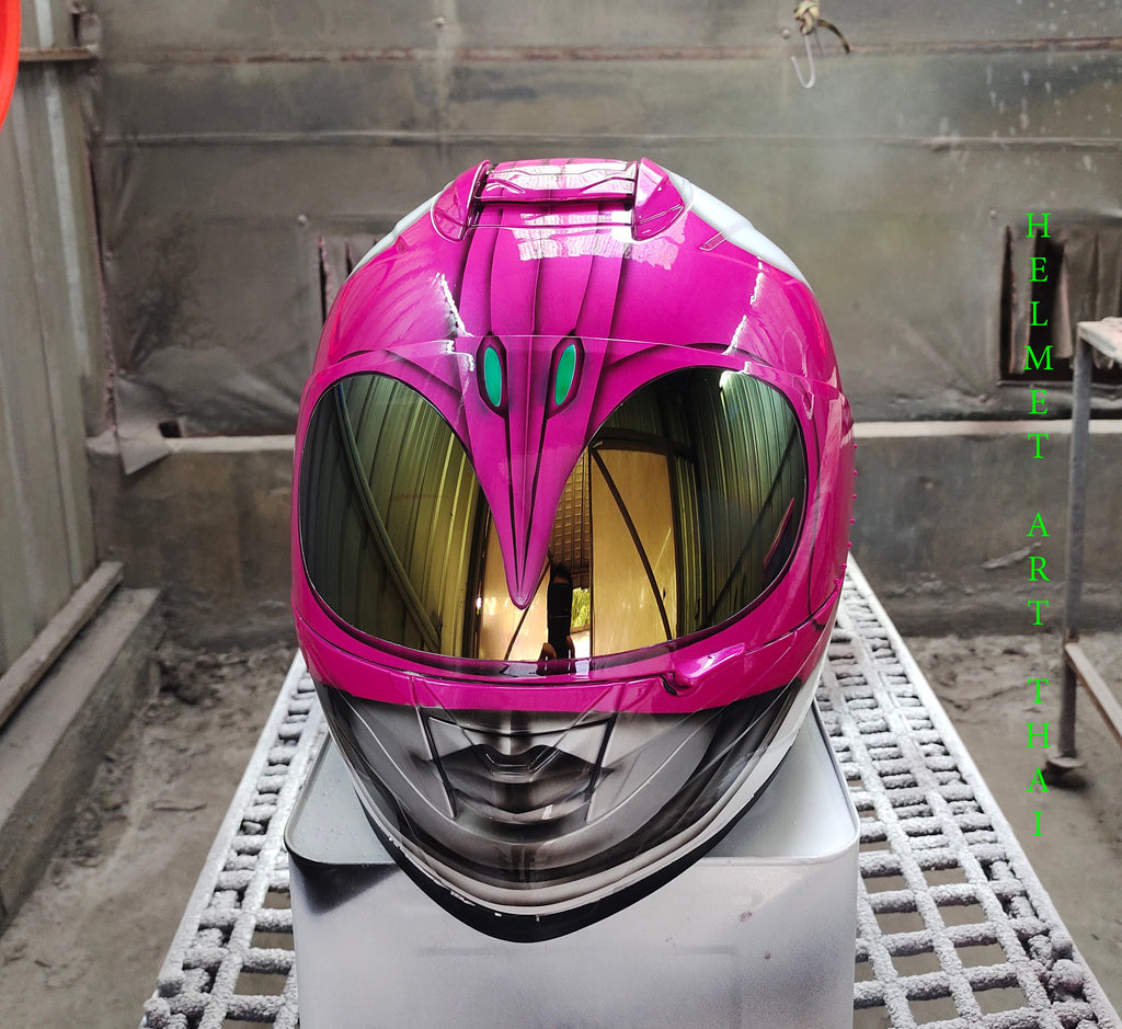 Pink Power Ranger Custom Airbrushed Motorcycle Helmet 💖⚡🔥