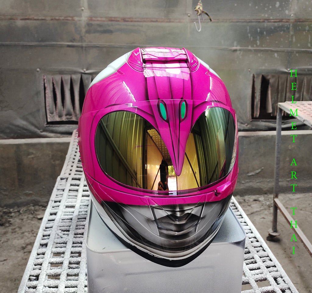 Pink Power Ranger Custom Airbrushed Motorcycle Helmet 💖⚡🔥