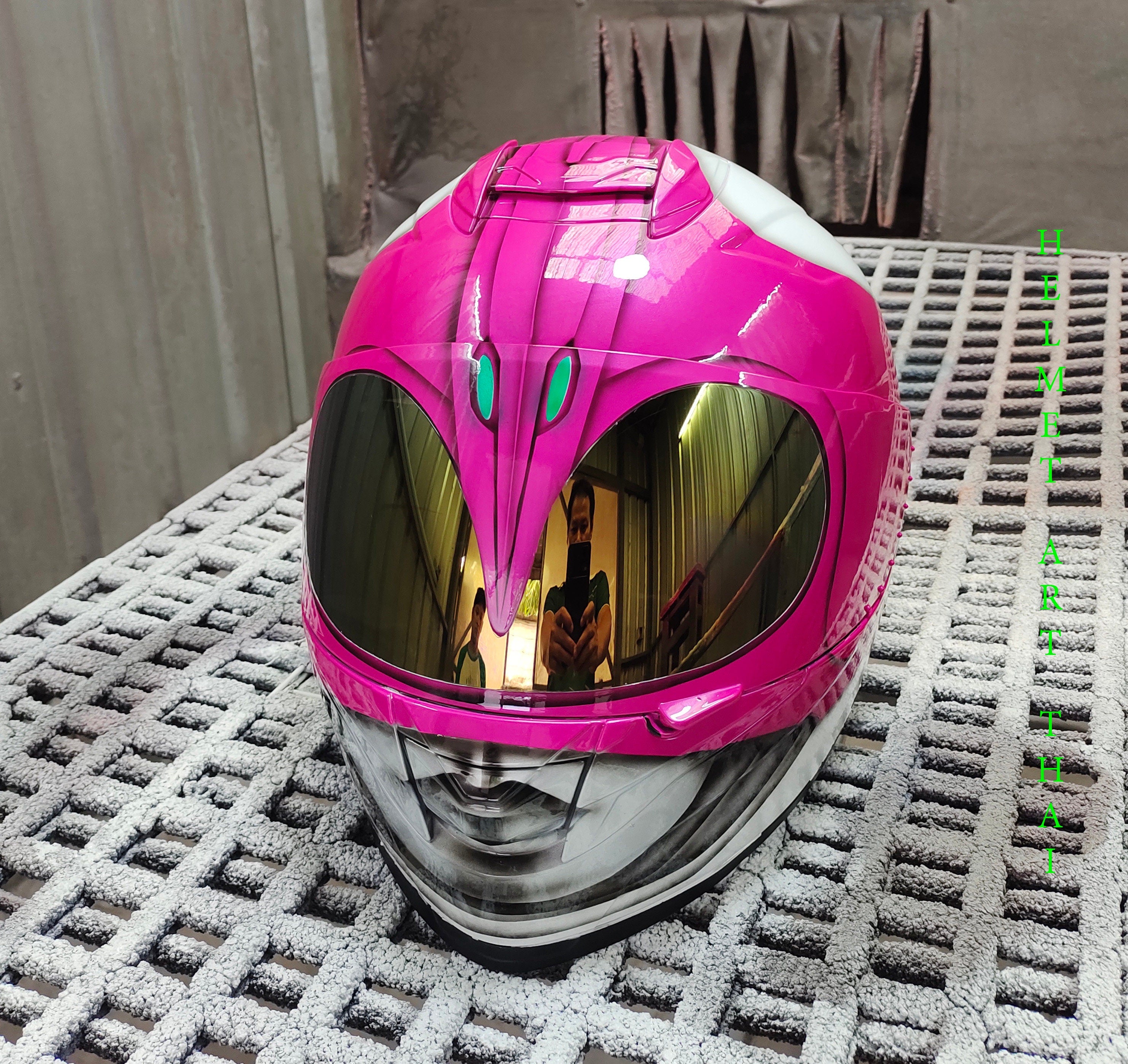 Pink Power Ranger Custom Airbrushed Motorcycle Helmet 💖⚡🔥