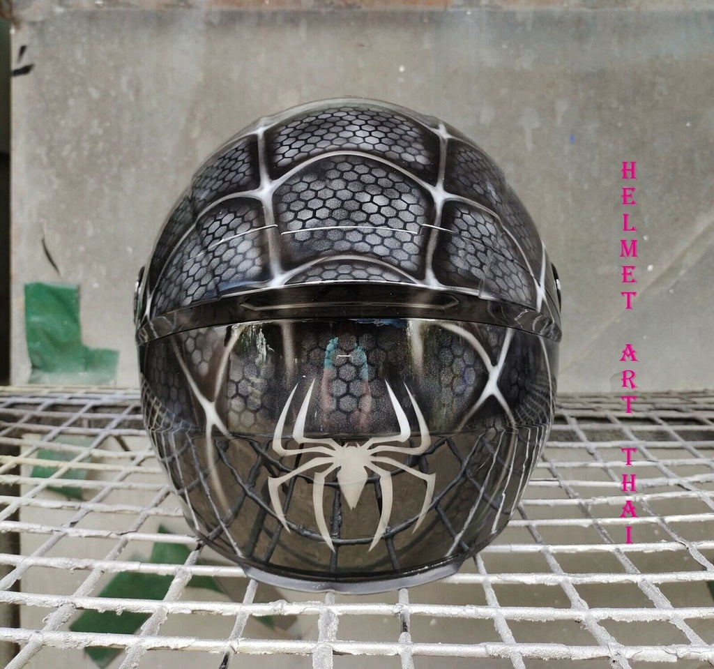 CASQUE DE MOTO NOIR SPIDER MAN CUSTOM AIRBRUSHED