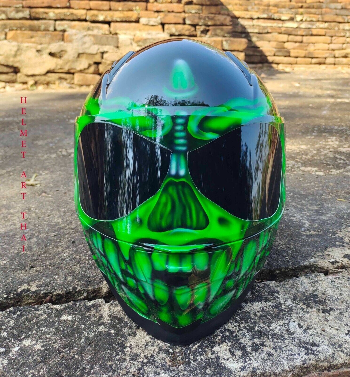 CASQUE MOTO GREEN CUSTOM AIRBRUSHED